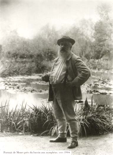 Claude Monet later photo near water lilies